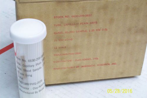 (100) OD 1.3mm  75 mm LONG PH360 Glass Capillary Tubes CLAY ADAMS VINTAGE