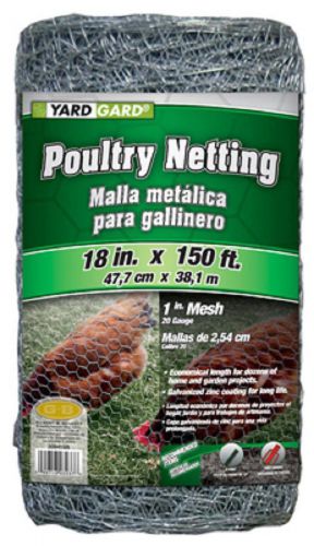 Midwest Air 18&#034; x 150&#039;, 1&#034; Mesh, Galvanized Poultry Net, 20 Gauge 308419B