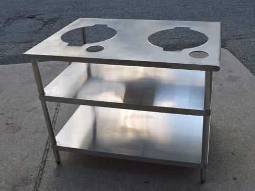Stainless Steel Double Rice Cooker Table with Galvanized Undershelves