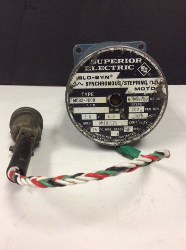 Used, Superior Electric, Slo-Syn Stepping Motor, M092-FD08, 200 Steps, 3.0 Volts