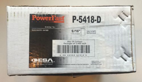 PowerFast P-5418-D 9/16&#034; Staples - 20 Cartons