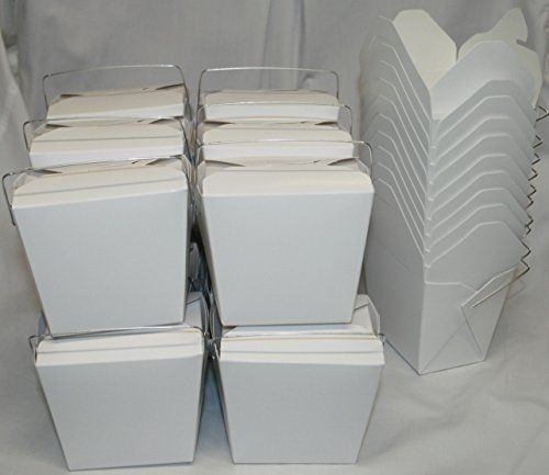 AMK Chinese Take Out Food Boxes: 16 oz. (1 Pint) Lot Of 50 - White - food