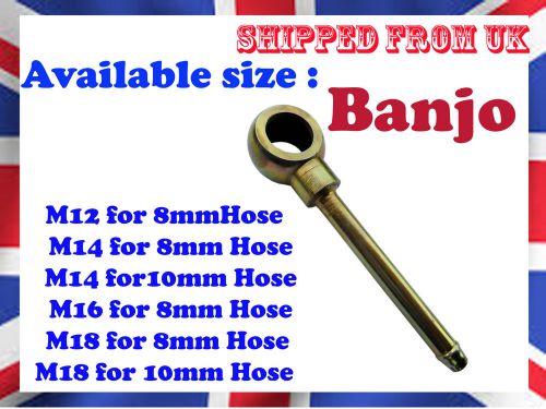 4&#034;inch long sleeve banjo fuel line steel eye union plain m12 m14 m16 m18 - bzp for sale