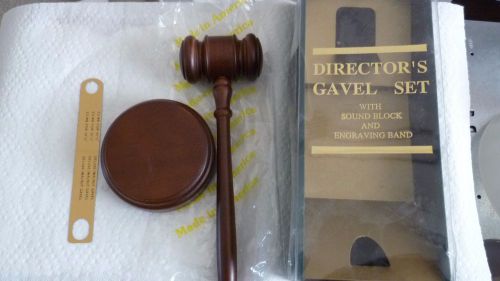 Gavel Gift Set, Sound Block, Brass Band,10-1/4&#034; Gavel, Walnut