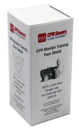 CPR SAVERS CPR Practice Manikin Face Shields 50 per box, NIB