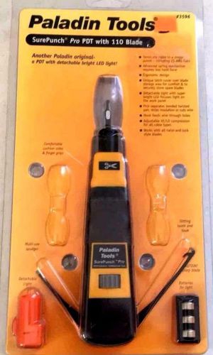 Paladin Tools Sure Punch Pro PDT Tool with 110 Blade Attached LED light