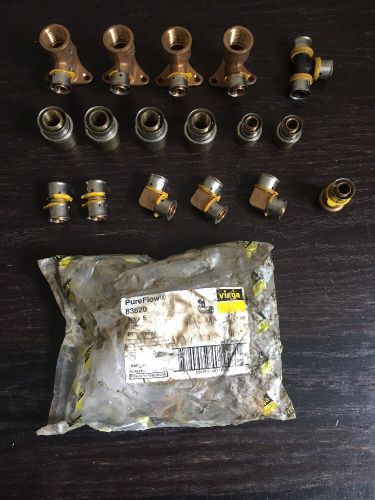 Assortment viega pure flow pex lots of fittings 1/2&#034; &amp; 3/4&#034; new for sale