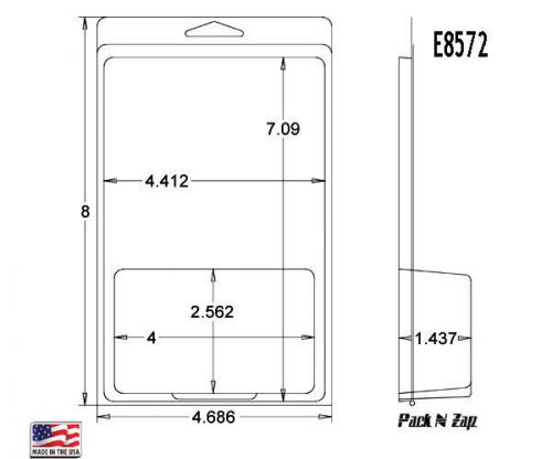 E8572: 250- 8&#034;H x 4.7&#034;W x 1.44&#034;D Clamshell Packaging Clear Plastic Blister Pack