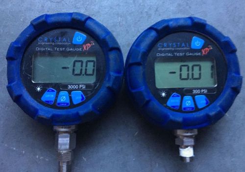 2 Crystal XP2i Digital Test Pressure Gauge 3000/300 Psi W/Ralston Hand Pump USED