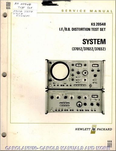 HP Manual KS 204548 SYSTEM 3701Z 3702Z 3703Z Distortion Test Set