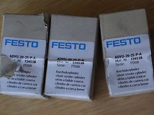 FESTO SHORT STROKE COMPACT CYLINDER   ADVU-20-25-P-A- New ( lot of 3)