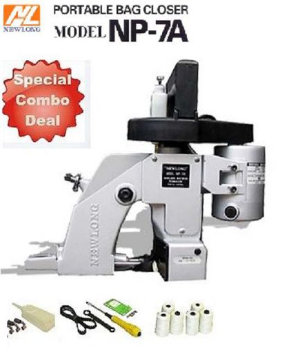 Newlong np7 portable bag closer sewing machine+7 spools+10 needles+tool combo for sale