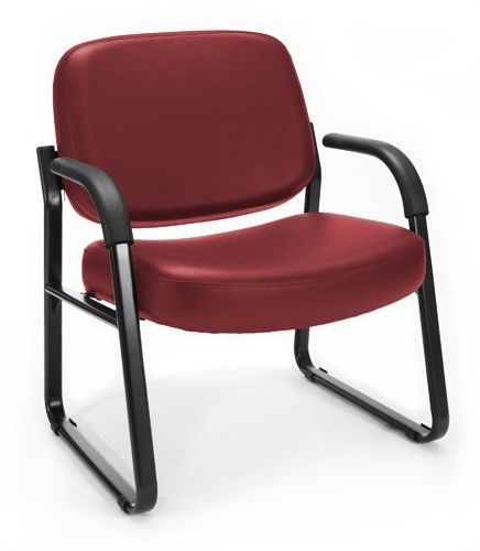 Big &amp; tall 400 lbs capacity anti-bacterial wine vinyl medical guest chair w/arms for sale