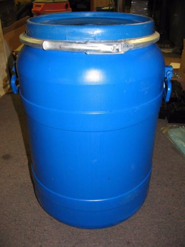 15 Gallon Barrel Storage Container Drums w/Handles Lid &amp; Metal Locking Ring,Used