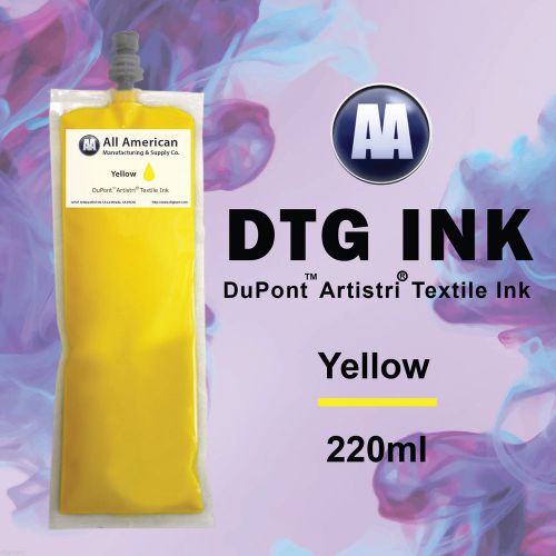 Dtg ink yellow 220ml dupont artistri ink for direct to garment printer neo bag for sale