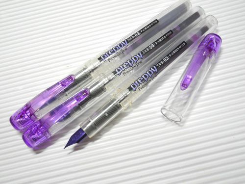 3PCS  Platinum Preppy 0.3mm fine nib Fountain Pen with cap Purple (Japan)