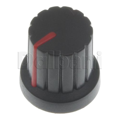 5pcs @$3 HJ-117 New Push-On Mixer Knob Black with Red Stripe 6 mm Plastic