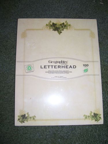 Geographics Design Paper, 24 lbs Tan Ivy Corners, 8.5  x 11 100 Count NEW Sealed