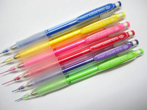 6 color Pilot 0.7mm color eno mechanical pencil + pencil leads set B(Japan)