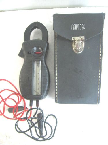 AMPROBE CLAMP-ON Meter Model RS-3, with test leads &amp; black leather case, USA