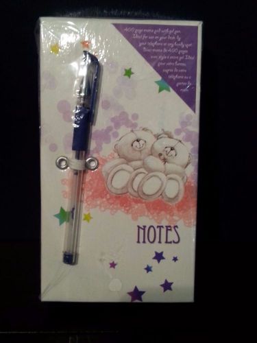 NEW Adorable Teddy Bear 400 Page Memo Note Pad With Gel Pen