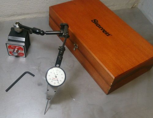 Starrett  No. 811 dial indicator w/ No. 657 magnetic base in wooden case *MINT*