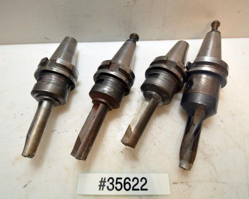 1 Lot of 4 BT40 Tool Holders with 2 Flute Insert Cutters (Inv.35622)