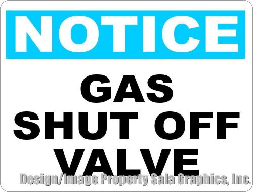 Notice Gas Shut Off Valve Sign. Safety Precaution near Dangerous Workplace Fuels