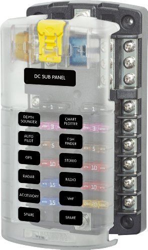 Blue sea systems st blade fuse block 12 circuits negative bus cover electrical for sale