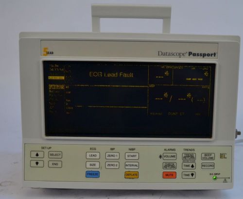 Datascope passport el 5 lead patient monitor 0998-00-0126 w/ power supply issue for sale