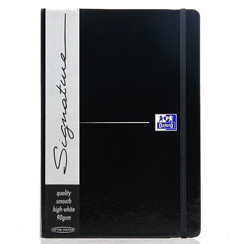 Oxford Signature Notebook Hardcover 96 Ruled Pages 90gsm L6 90mm x 140mm Black
