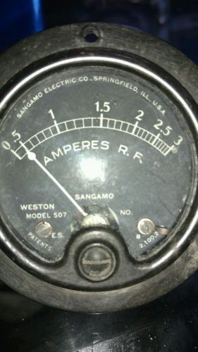 WWII panel meter gauge Weston amperes R.f 0-.5-3 radio militaty