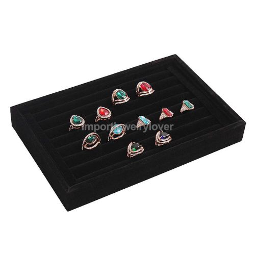Wood velvet earring ring jewelry tray organizer display holder case box for sale
