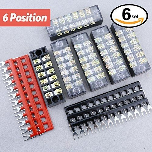 Hilitchi 12pcs 600V 15A 6 Position Double Row Screw Terminal Strip and 400V 10A