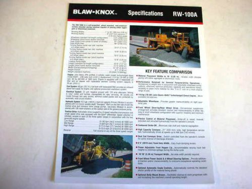 Blaw-Knox RW-100A Shoulder Paving Machine Color Brochure