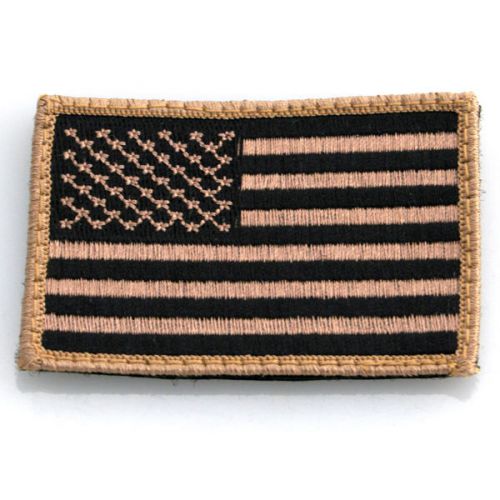 American Flag Patch with Velcro, Tan/Black