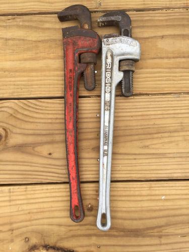 2 24&#034; rigid pipe wrench 824 aluminum heavy duty steel for sale