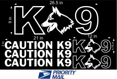 Caution K-9 Dog Vinyl Decal Sticker WHITE