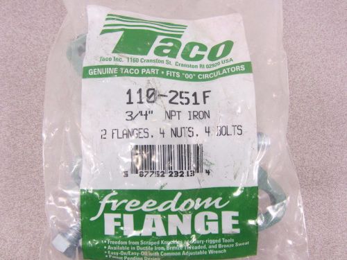 TACO 110-251F  3/4&#034;  NPT IRON FLANGES  4 NUTS  4 BOLTS  FREEDOM FLANGE KIT   NOS