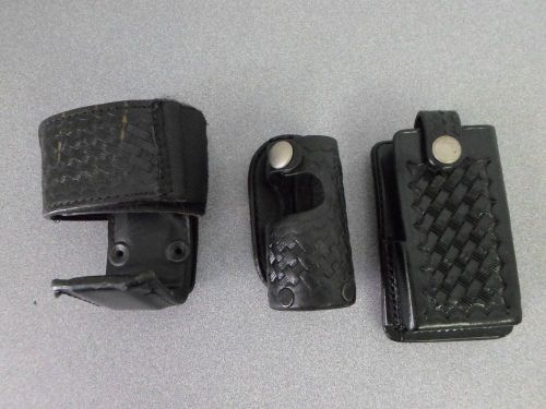 Lot of 3 duty belt acc: radio holder, aetco holder, tex shoemaker &amp; son pouch for sale