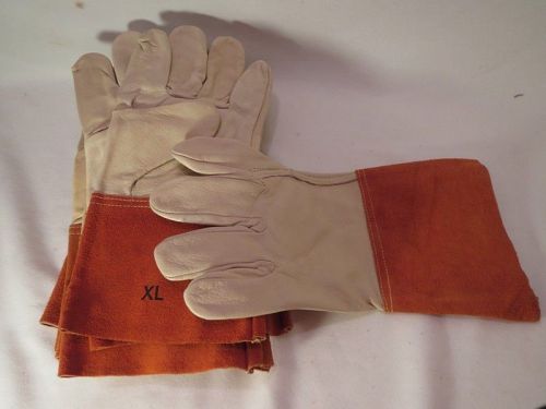 5 top grain buckskin kidskin 4+&#034; cuff tig welding gloves left hand only xl for sale