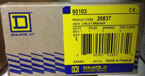 Square D 60103 C60N Circuit Breaker 2 amps Trip Curve C NIB New In Box