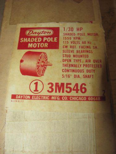 Dayton 1/30 hp shaded pole motor 3m546 1550 rpm 115 volts 5/16&#034; dia. shaft for sale