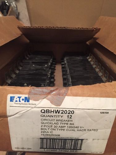 Eaton/cutler-hammer high interrupting breaker qbhw2020 20a *box of 12*quicklag for sale