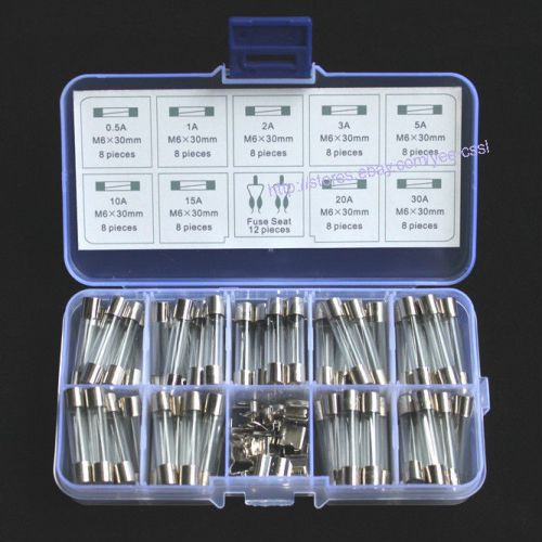 New 6x30mm quick blow glass tube fuse assorted kit 72pcs fuse seat 12pcs 090630 for sale