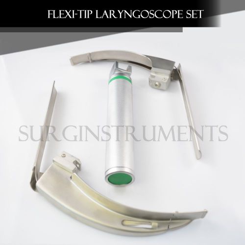 MCCOY FLEXI-TIP FIBEROPTIC LED Laryngoscope SET- BLADE # 3 &amp;4, MEDIUM HANDLE-FL2