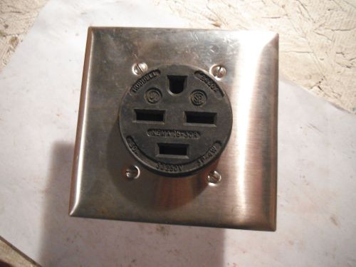 Hubbell plug with stainless outlet cover 30a 3p-4w 250v- new for sale