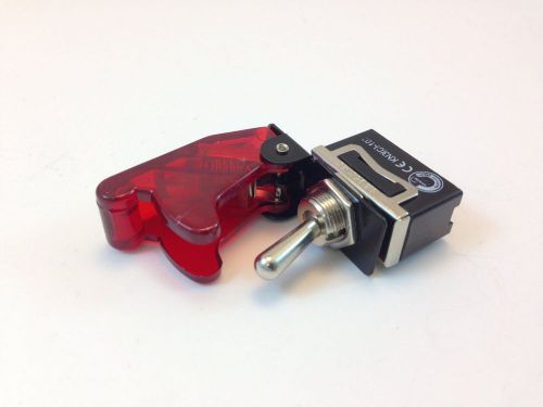 ON/OFF SPST 2P TOGGLE SWITCH SPADE TERM w/COVER TRANS RED 20A #661901/665018