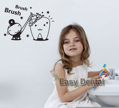 1 Wall Decal Vinyl Sticker Decor Kids Baby Tooth Brush Wash Bathroom Art Dental