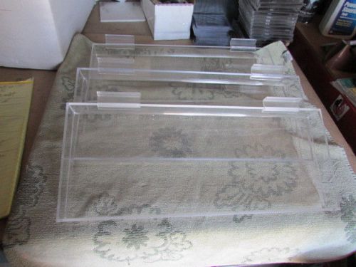 Lot of 3 Clear Acrylic Open Trays (17&#034;W x 7&#034;D x 1&#034;H)  Slatwall